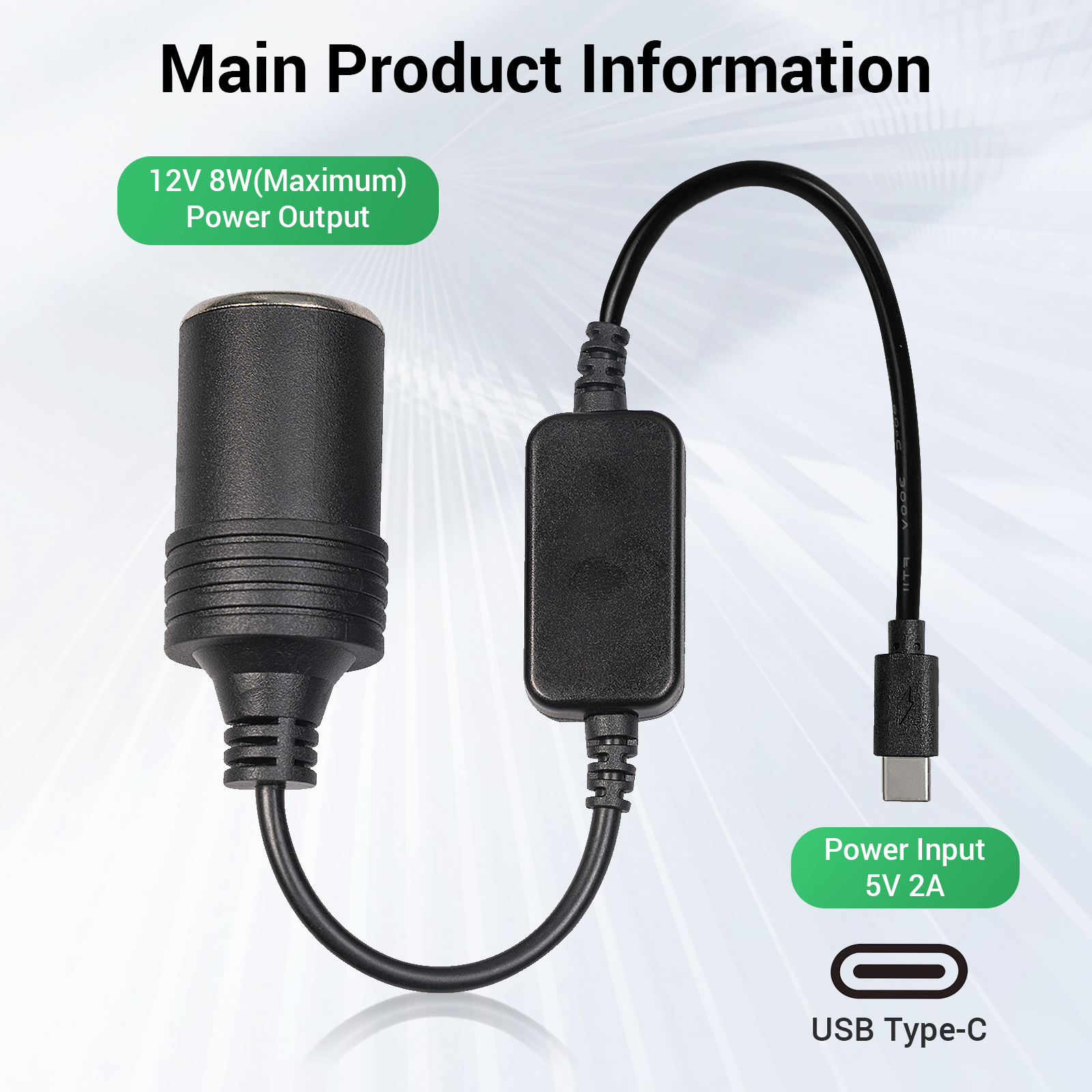 1pc 5V 2A USB To 12V Cigarette - Accessories Experts Vape recension och pris