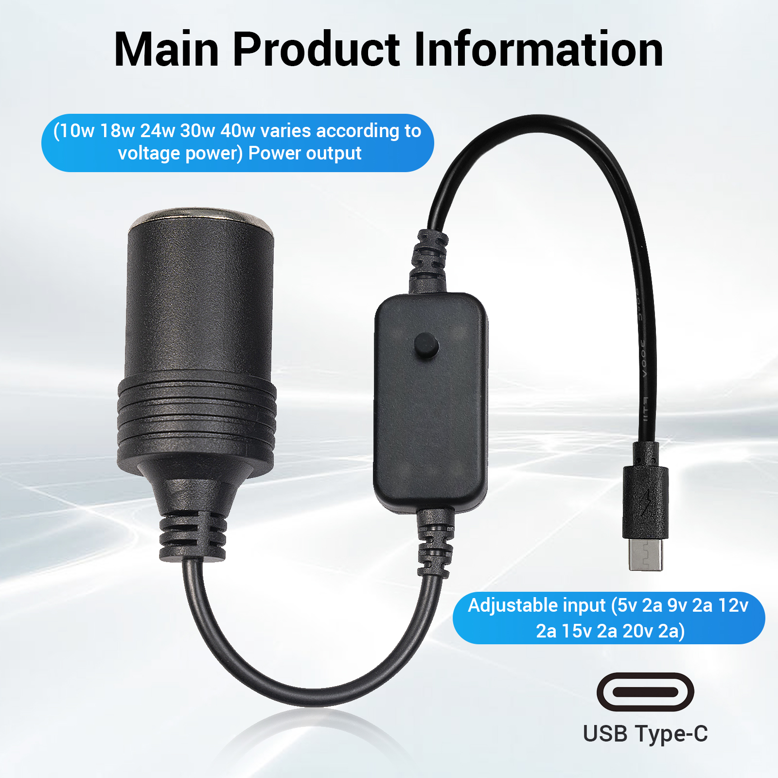 1pc 5V 2A USB To 12V Cigarette - Accessories Experts Vape recension och pris